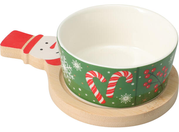 Serveringssett 3 skåler m/trebrett Total vekt: 640gram 