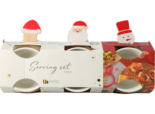 Serveringssett 3 skåler m/trebrett Total vekt: 640gram 