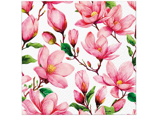 Serviett Blomst rosa Lunsjserviett 20 stk 3-lags 33x33cm 