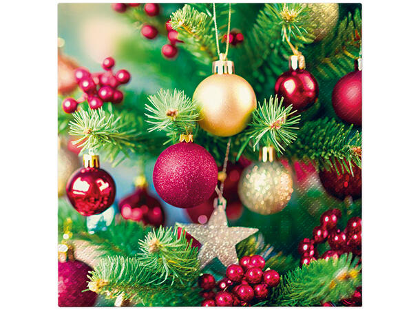 Serviett Julekuler i juletre Lunsjserviett 20 stk 3-lags 33x33cm 