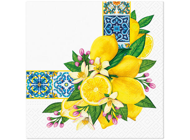 Serviett Sitroner i Hellas Lunsjserviett 20 stk 3-lags 33x33cm 