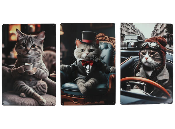 Skilt metall katt Gentlemen 20x30cm 3ass 