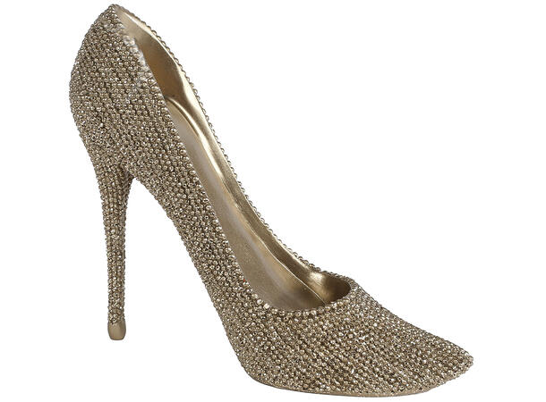 Sko glitter gull 17x7x14cm Polyresin 