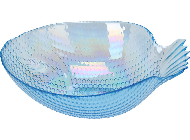 Skål fisk blått glass 26x20x8,5cm 2ass Vekt:586gram 