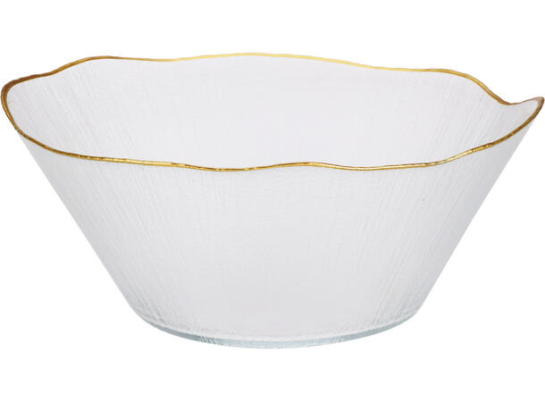 Skål glass stripet gullkant 28x11cm Vekt:950gram 