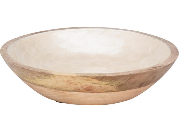 Skål mangotre m/beige emalje 23,5x7cm 