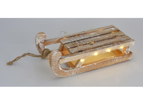 Slede LED trefarget 30x14x11cm 25 varmhvite LED,med timer, 2xAA Batteri 