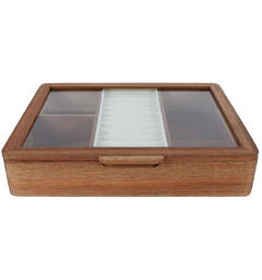 Smykkeskrin akasietre/glass 19x19x22cm