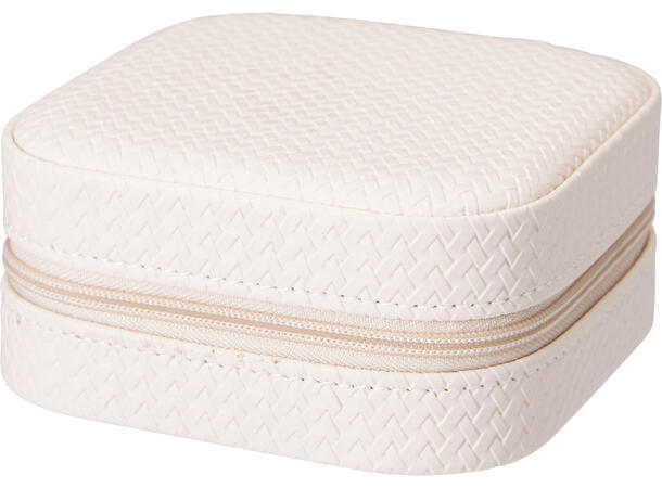 Smykkeskrin rund/firkant 10cm 2ass PU og gullfarget glidelås 