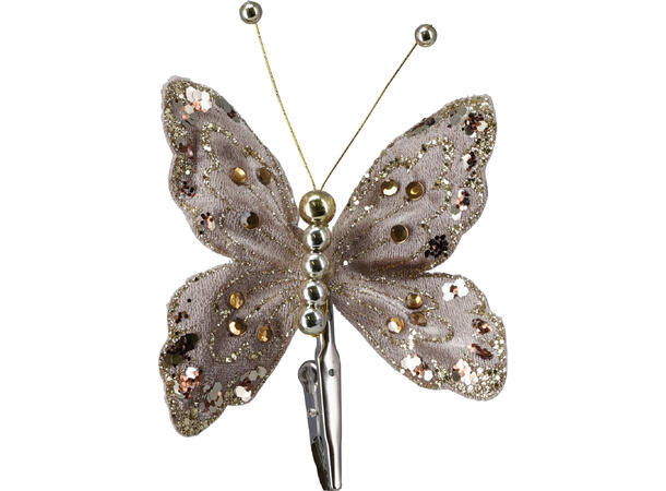 Sommerfugl m/klype 2stk 12x9cm 3ass Beige Brun 