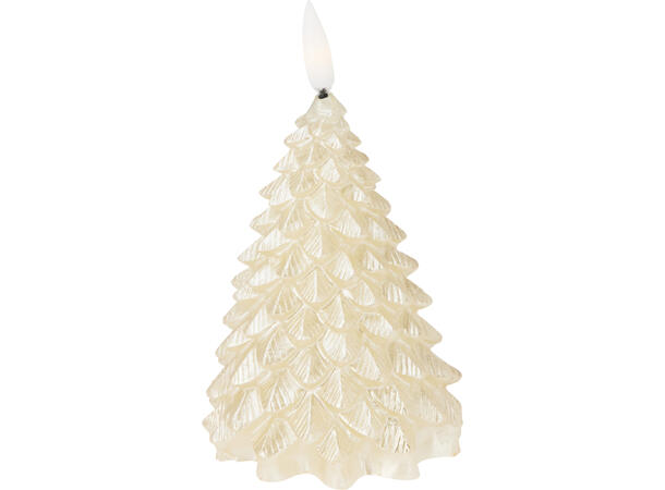 Stearinlys LED Juletre gull timer 11cm Batt: 2xAA Timer:6/18 Display med 12 stk 