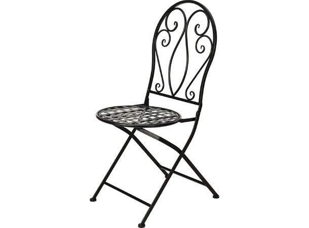 Stol kaféstol sort metall 39x50x94cm Vekt:4,4kg Sammenleggbar 2stk pr eske 