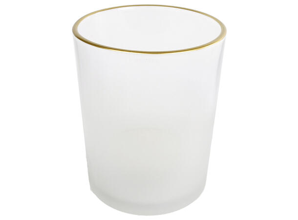 Telysglass hvit/gull glass 10x10x12,5cm Forpk 6stk 