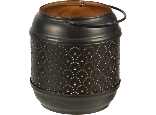 Telysholder lykt sort/gull 7,5x8,5cm 