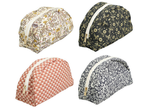 Toalettveske m/glidelås 23x14cm 4ass 100 %bomull, innside:100%polyester 