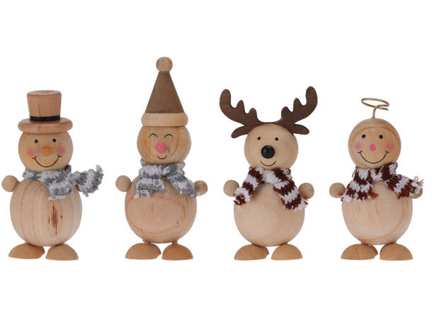 Trefigur stående assorterte11-14cm 4ass Display med 12stk 