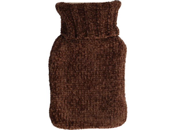 Varmeflaske strikket 22x13cm 4ass 0,5L Offwhite, rosa, grå, brun polyester 