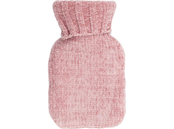 Varmeflaske strikket 22x13cm 4ass 0,5L Offwhite, rosa, grå, brun polyester 