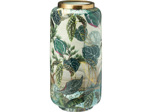 Vase blomstret grønn metall 15x30cm Vekt:700gram 