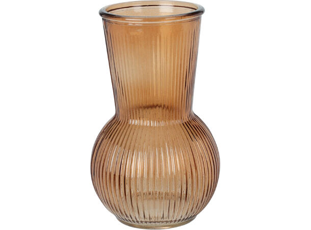 Vase glass brunfarger 11,5x20cm 3ass Sprayet farge utvendig 