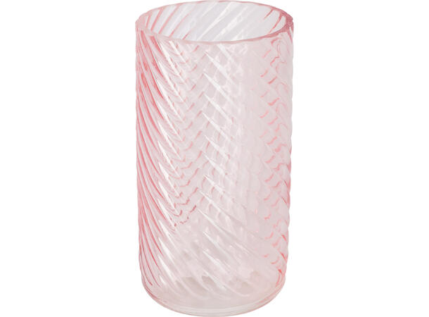 Vase glass stripet 19x10cm 4ass Forpk:12stk Rosa,gul,lilla,grønn 615gram 