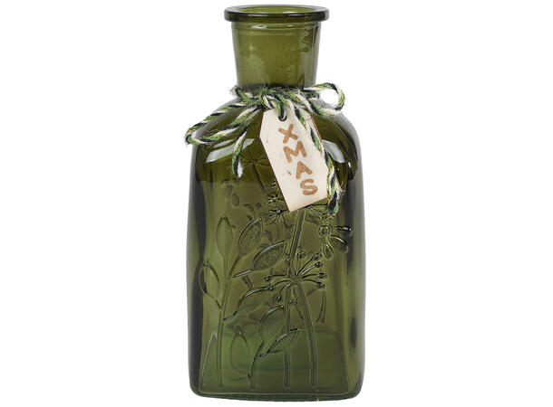 Vase grønne glass 9,5x7,5x19cm 3ass 