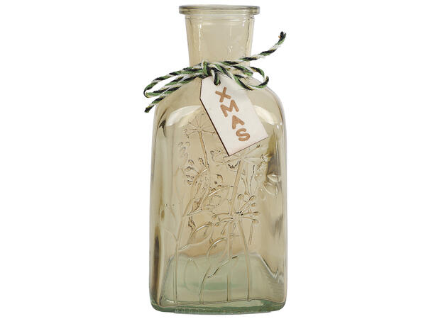 Vase grønne glass 9,5x7,5x19cm 3ass 