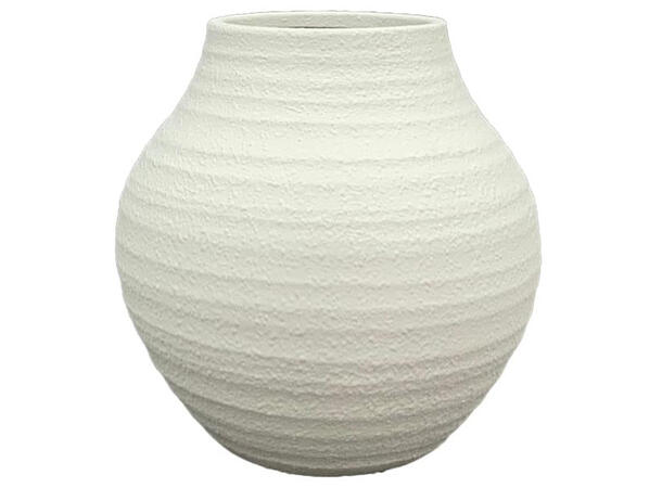 Vase hvit stripet keramikk 23x23cm 