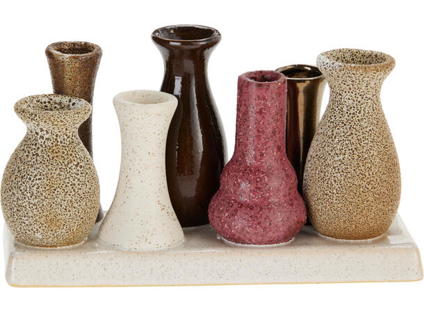 Vase minivaser keramikksett 7stk 19x11cm 