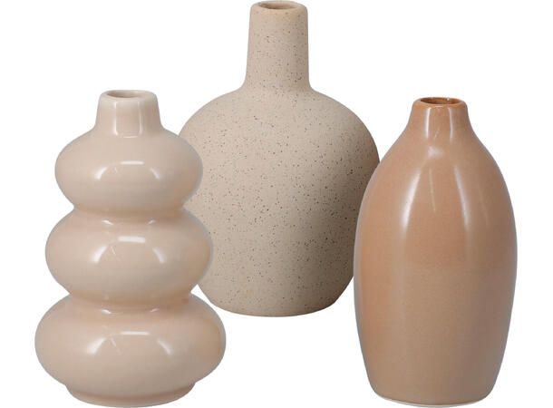 Vase sett 3 deler 24x9x11cm sand Keramikk 