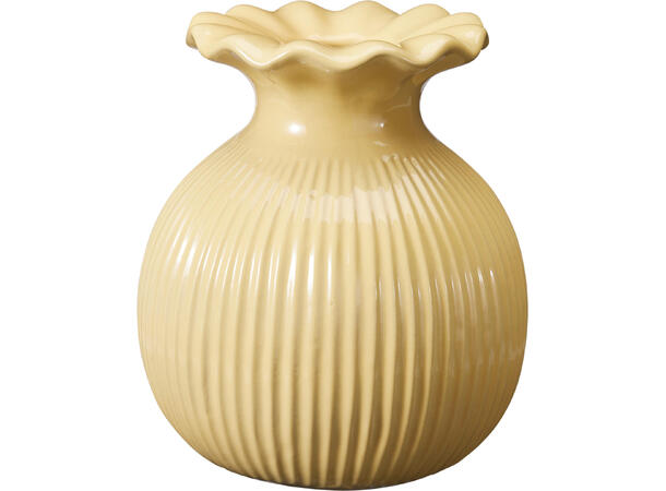 Vase stripet m/bølget kant 13x15cm 3ass Porselen 