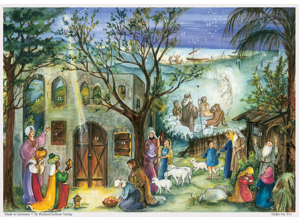 Adventskalender Krybbe Betlehem 21x30cm 