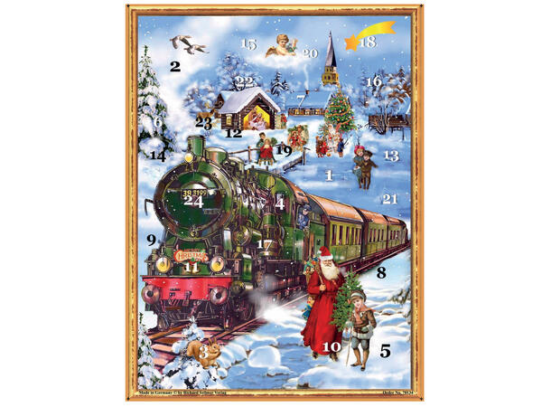 Adventskalender Tog med nisse 27x36,5cm 