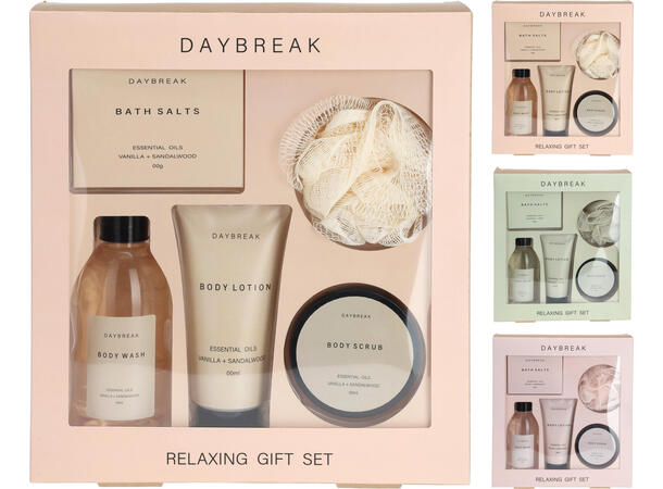 Badesett Daybreak 5 deler 23x5,5x25,4 cm Salt, wash, lotion 