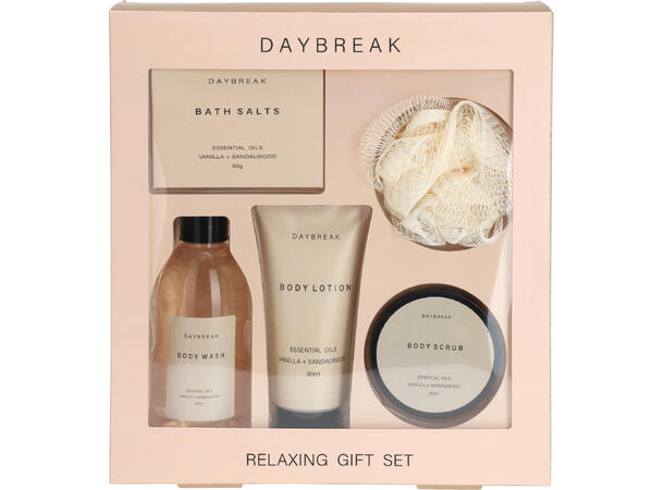 Badesett Daybreak 5 deler 23x5,5x25,4 cm Salt, wash, lotion 