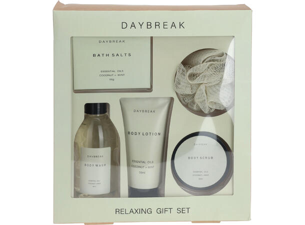 Badesett Daybreak 5 deler 23x5,5x25,4 cm Salt, wash, lotion 