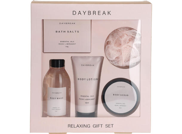 Badesett Daybreak 5 deler 23x5,5x25,4 cm Salt, wash, lotion 