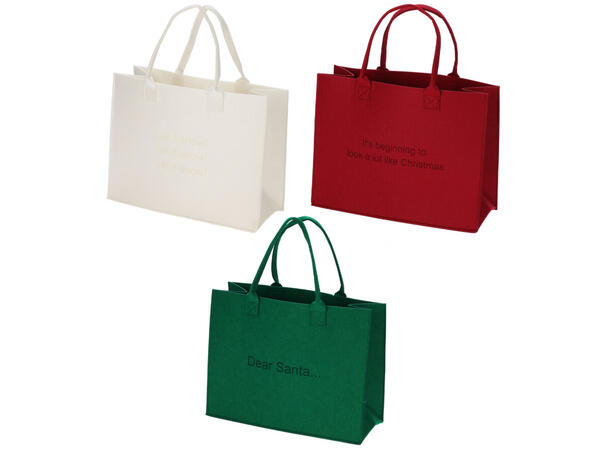 Bag filt jul 44x34cm rød/grønn/hvit Forpakning 12stk 