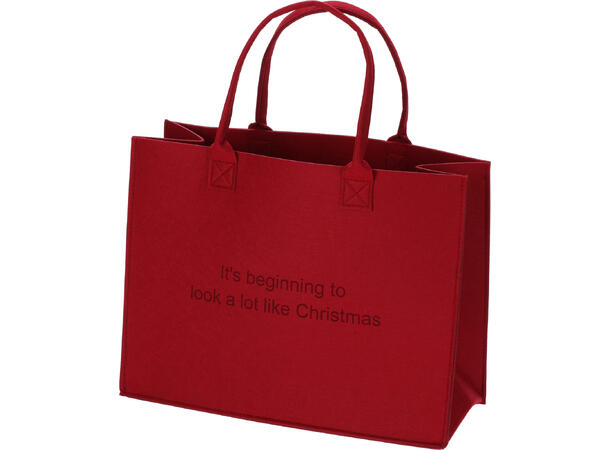 Bag filt jul 44x34cm rød/grønn/hvit 