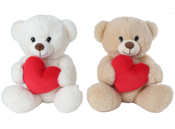 Bamse plysj sittende m/hjerte 21cm 2ass Take me home 