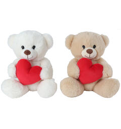 Bamse plysj sittende m/hjerte 21cm 2ass Take me home