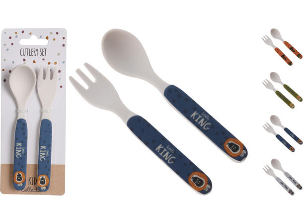 Bestikk 2 deler melamin 13,5cm 4ass Forpakn.24, sebra,giraff,løve,krokodille 