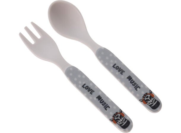 Bestikk 2 deler melamin 13,5cm 4ass Forpakn.24, sebra,giraff,løve,krokodille 