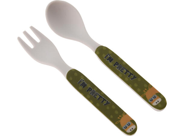 Bestikk 2 deler melamin 13,5cm 4ass Forpakn.24, sebra,giraff,løve,krokodille 