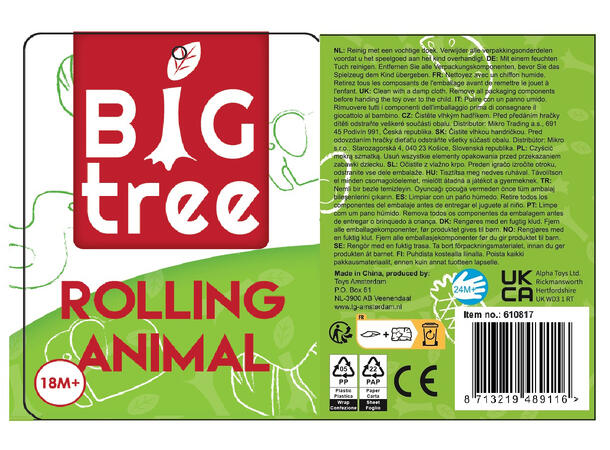 Big Tree Dyrebil av FSC tre 13cm 3ass 