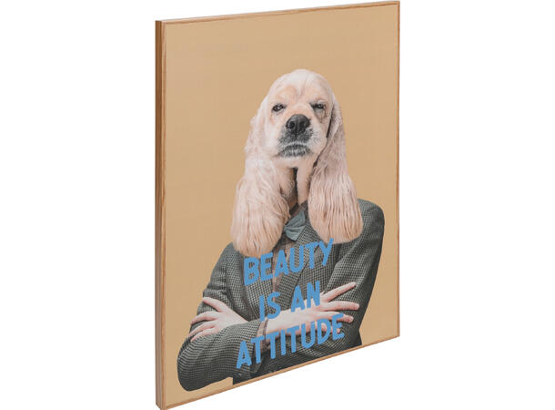 Bilde hund m/klær MDF 28x38cm 3ass 