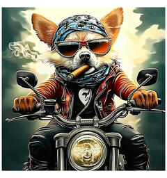 Bilde lerretstrykk rev biker 60x60cm Shiny foliert fototrykk