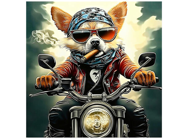 Bilde lerretstrykk rev biker 60x60cm Shiny foliert fototrykk 