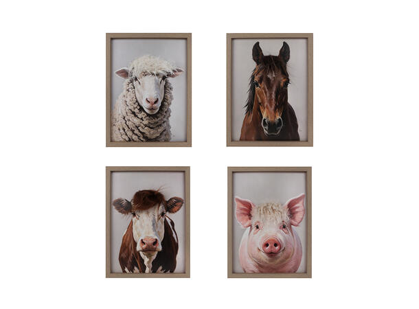 Bilde med pels beige/brun 30x40 4ass 