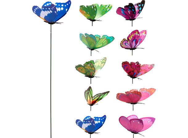 Blomsterpinne sommerfugl 10stk h: 30cm 